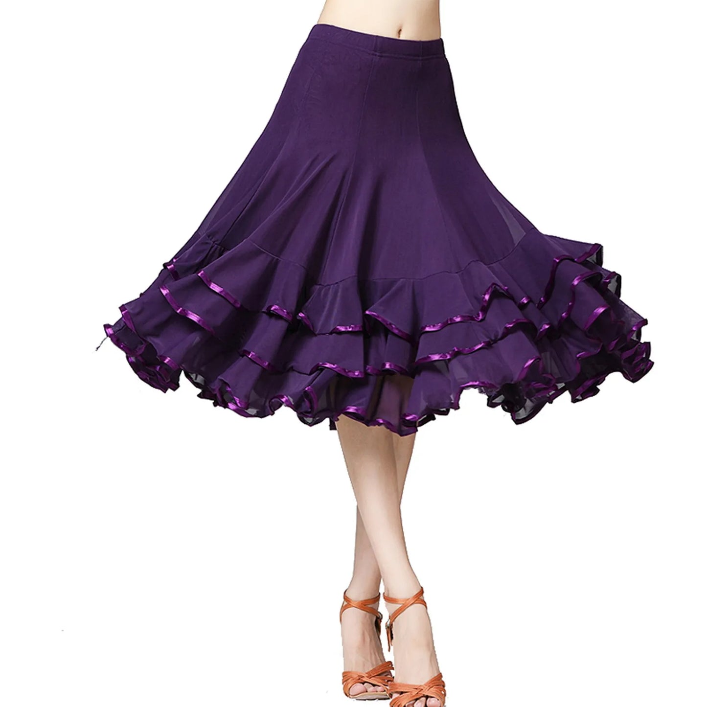 Womens Large Swing Lace Skirt Slim Wasit Dancing Ballroom Practice Lace Skirt Female Performance Skirt Women Clothing Faldas