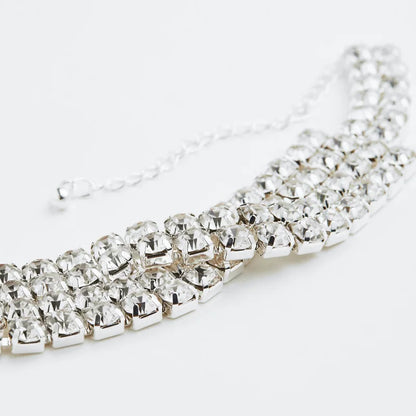 Stonefans Short Rhinestone Chain Twisted Rope Chokers Necklace for Women Statement Multi Layer Necklace Collar Crystal Jewelry