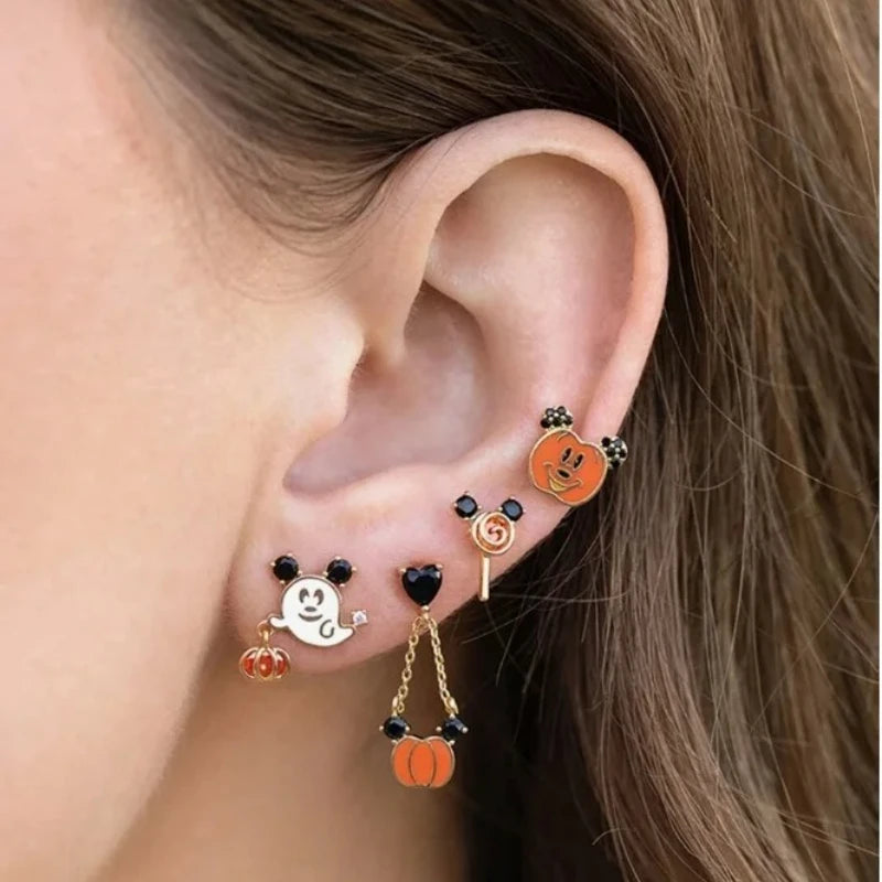 EtherealBe Halloween ghost earrings for women featuring playful ghost, pumpkin, and candy designs