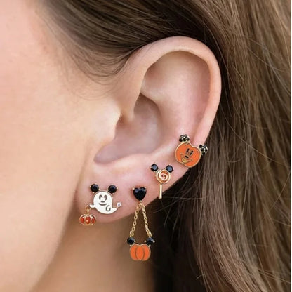 EtherealBe Halloween ghost earrings for women featuring playful ghost, pumpkin, and candy designs