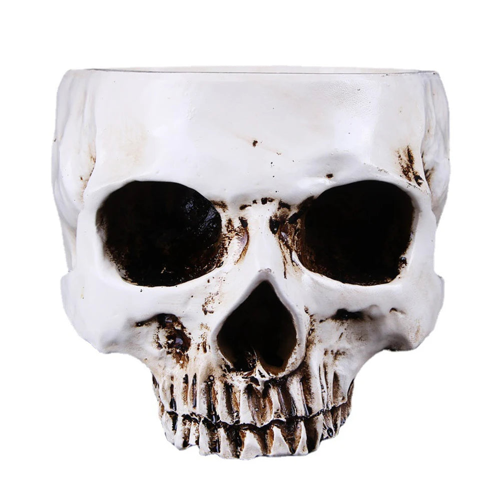 Resin Skull Flower Pot Home Garden Office Decor Planter Container Skeleton Desktop Flower Pot Halloween Skeleton Flowerpot