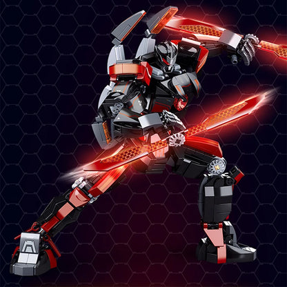 585pcs Black Red Mecha Assembly Building Block Model Robot Children's Educational Toys For Christmas Gifts 25.6cm