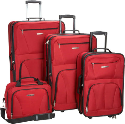 Softside Upright Luggage Set,Internal Retractable Handles Expandable, Charcoal, 4-Piece (14/19/24/28)，Expandable Luggage