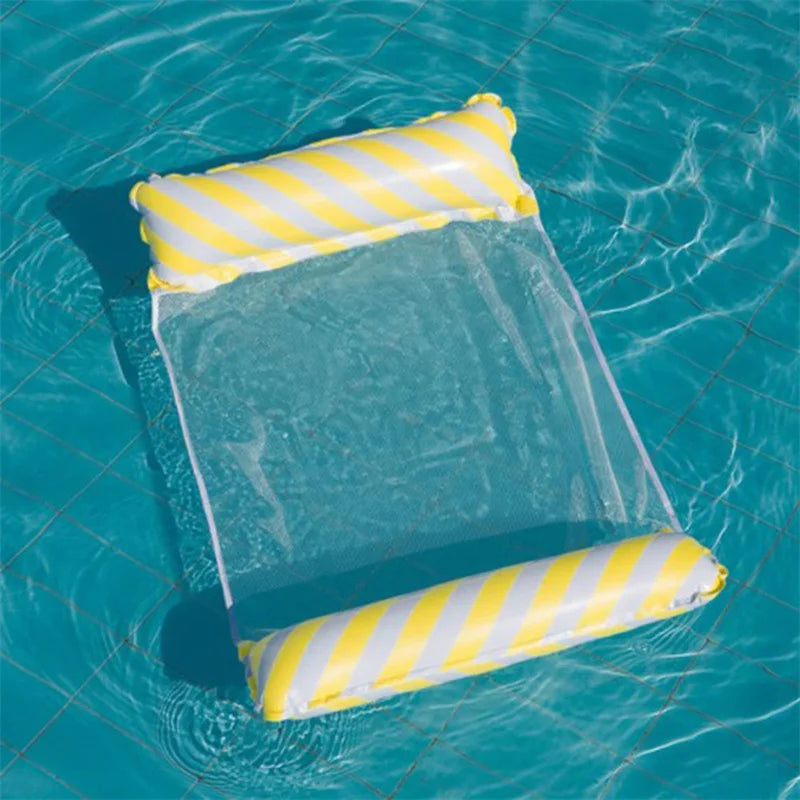Foldable Floating Water Hammock Float Lounger Inflatable Pool Mat Floating Bed Chair Swimming Air Mattress Pool Accessories