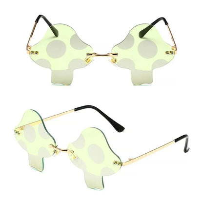 Mushroom Shape Sunglasses Irregular Rimless Sun Glasses Trendy Fun Sunglasses for Women Men Halloween Party Cosplay Eyewear