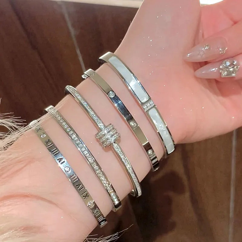 Silver Color Stainless Steel Colorfast Bracelets Skyful Star Bracelet Set for Women Fashion Light Luxury Jewelry Gifts Wholesale