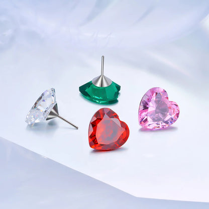 ASTM F136 Titanium 18G/16G Threadless Push Pin Labret Stud CZ Heart Cartilage Earring Helix Tragus Nose Stud Piercing