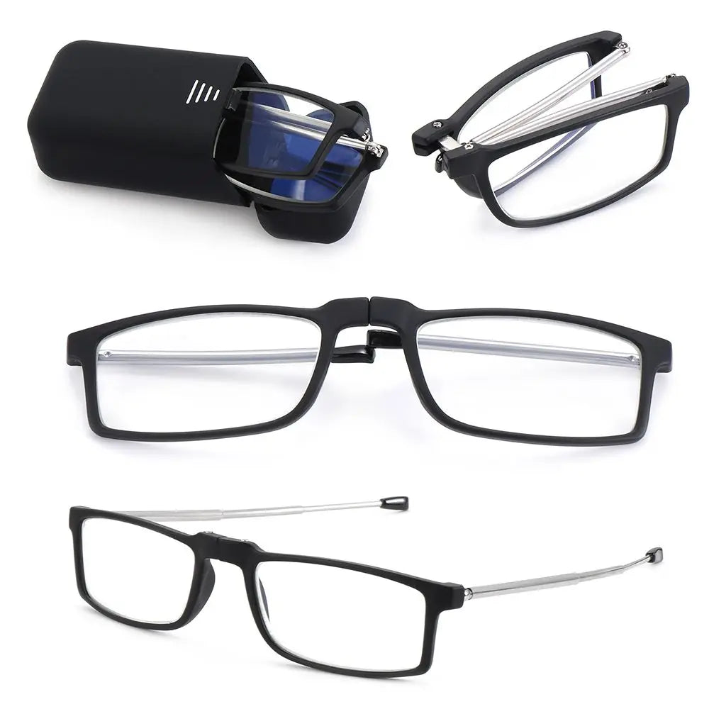 Portable Folding Anti Blue Light Reading Glasses With Case Men Women Metal Small Frame Presbyopia Eyeglasses Hyperopia Eyewear