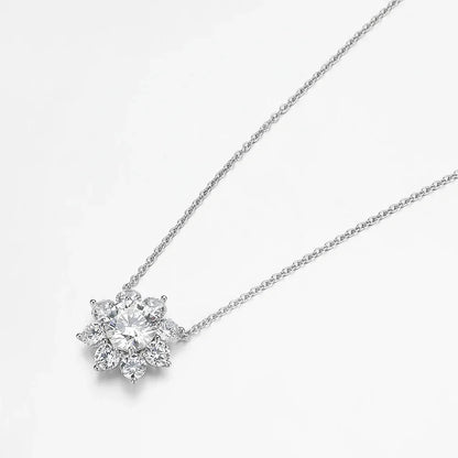 925 Sterling Silver Original Certified 2cttw Moissanite Jewelry Sets For Women Sunflower Pendant Necklace Earring Fine Jewelry