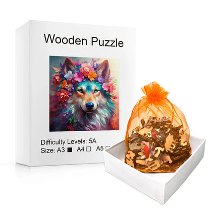 Wooden Puzzle Colored Wolf Puzzle Board Education Game Toys for Students and Adults Interesting Christmas Gift Toys