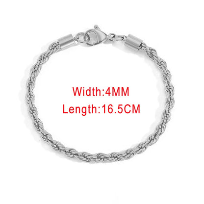 Stainless Steel Rope Chain Bracelets on Hand 3/4MM Gold Color Chic Women's Bracelet Minimalist Fashion Hip Hop Jewelry Gift C048