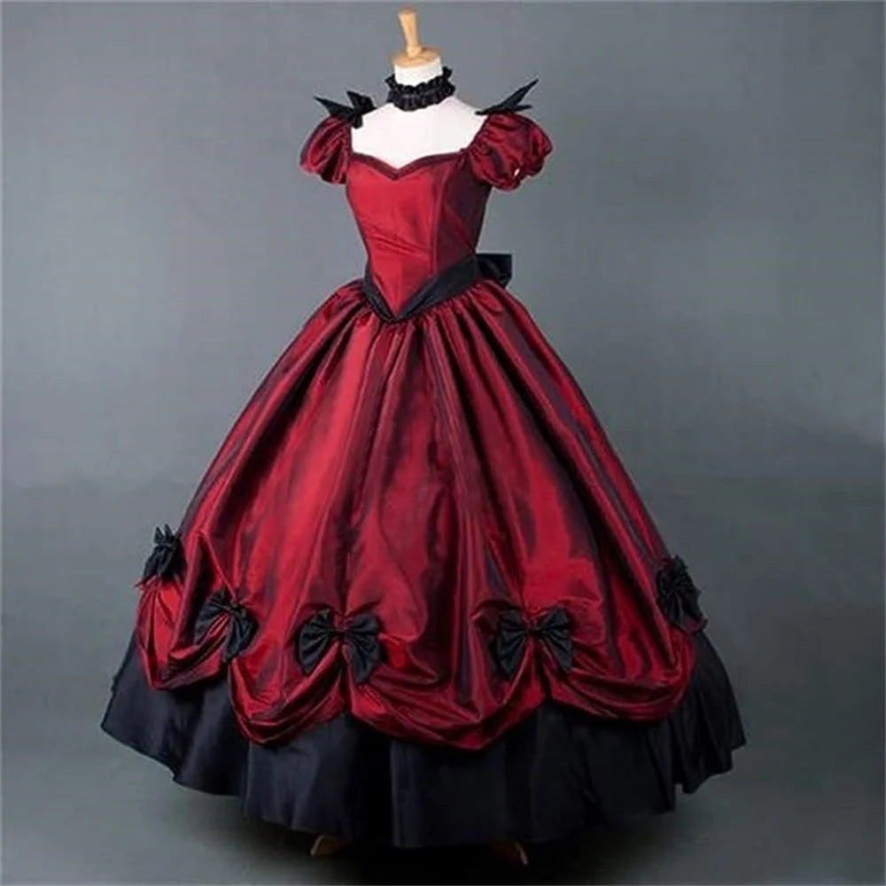1860s Victorian Civil War Red Green Dress Renaissance Gown Victorian Gothic Retro Ball Gown Plus Size Christmas Halloween Outfit