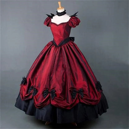 1860s Victorian Civil War Red Green Dress Renaissance Gown Victorian Gothic Retro Ball Gown Plus Size Christmas Halloween Outfit