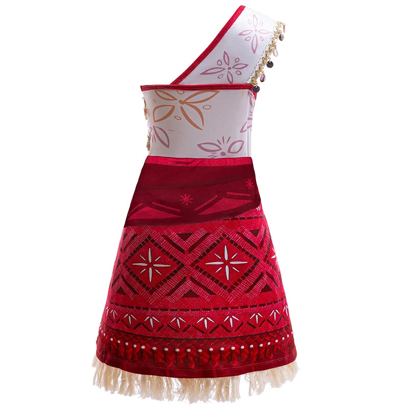 EtherealBe kids Moana 2 Halloween costume featuring a colorful dress with traditional patterns