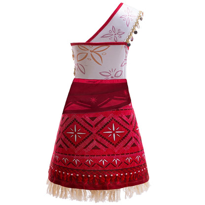 EtherealBe kids Moana 2 Halloween costume featuring a colorful dress with traditional patterns