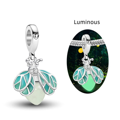 Original 925 Sterling Silver Charms Beads Glowing Luminous Bee Firefly Butterfly Pendant for Bracelet Bangle Charm DIY Jewelry