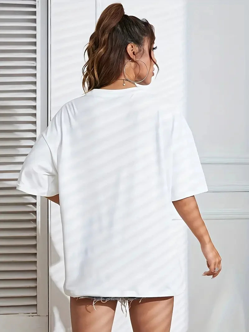 Back view of a plus size Halloween witch shirt in soft white fabric, perfect for spooky celebrations