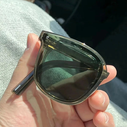 Classic Portable Foldable Anti Glare Shade Glasses Round Frame Outdoors UV Protection Driving Car Protection Sunglasses