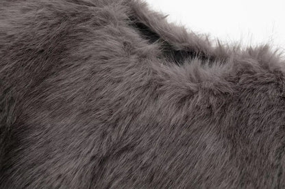 HH Women Winter Fashion Artificial Fur Effect Short Jacket Coats Female O-Neck Vintage Long Sleeve Loose Warm Top Streetwear