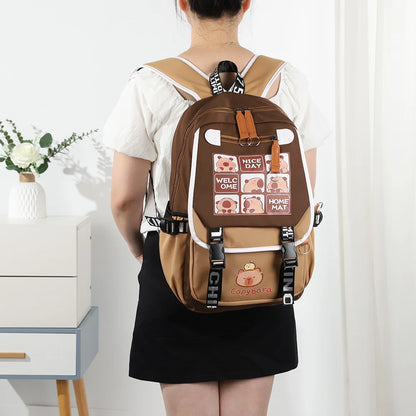 Capybara Book Bag with 1 Main Compartment for Girls Boys Laptop Backpack Zipper School Bag Rucksack Gifts for Capybara Lovers