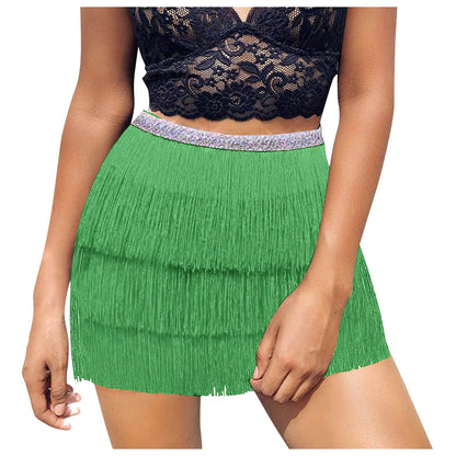 Multilayer Tiered Fringe Latin Dance Skirt Tassel Samba Rumba Tango Ballroom Lesson Dancewear Stage Rave Outfit Party Skirt