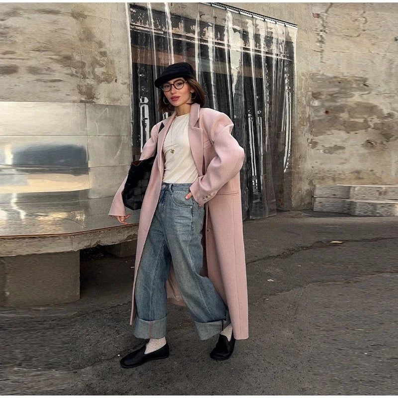 Single Breasted Women 's Winter Jacket Elegant Laple Pockets Thicken Full Sleeve Coats Female 2025 Autumn Winter Woman clothes