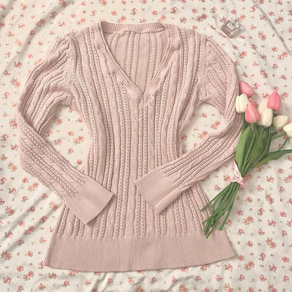 NEW Fall Winter Sweater Casual Slim Fit Chic Solid Color Ribbon Decoration One-shoulder Pullover Y2K Harajuku Womens Streetwear