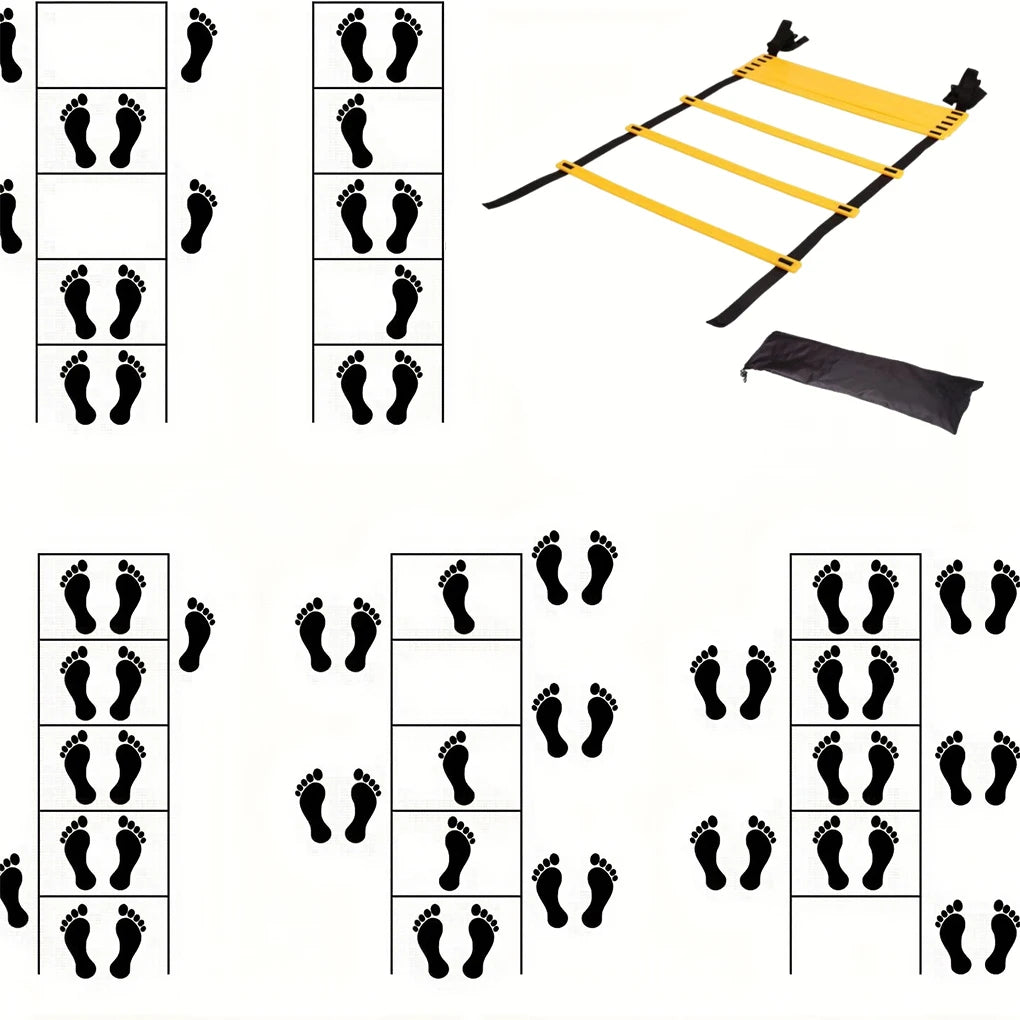 Agility Speed Ladder Nylon Straps Marking Discs Exerciser Resistance Drag Parachutes Sports Running Warm-Up Training Ladder Tool