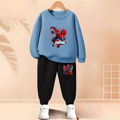 2025 Autumn New Children's Hoodies Sets Anime Spiderman Boys Pullover and Long Pants Two Piece Set Kids Casual Thin Tracksuit