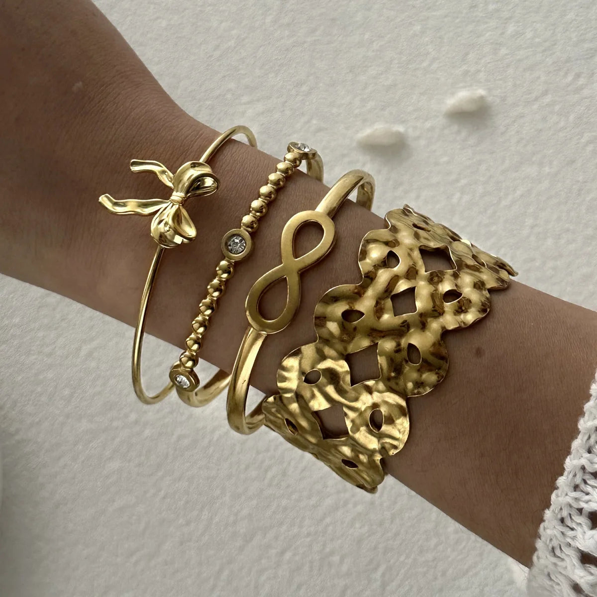 Exaggerated Metal Shell Starfish Flower Bangles Bracelets For Women Men Stainless Steel Fish Bow Heart Open Cuff Bangle Jewelry