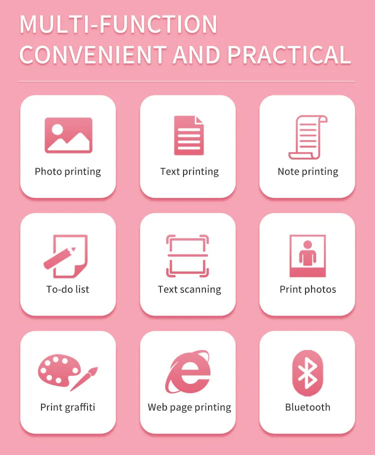 ZWN Portable Bluetooth Mini Printer Mobile Phone Photo Title Note Print Pocket Student Error Label Printer for Children's Gifts