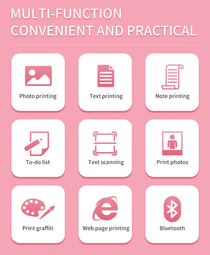 ZWN Portable Bluetooth Mini Printer Mobile Phone Photo Title Note Print Pocket Student Error Label Printer for Children's Gifts