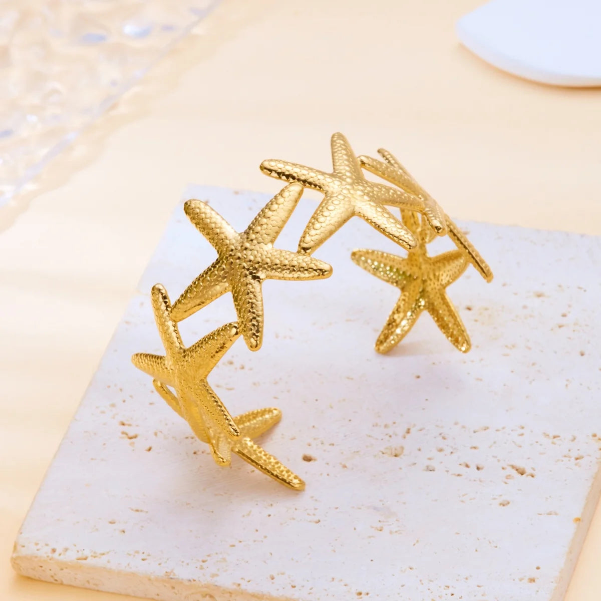 Exaggerated Metal Shell Starfish Flower Bangles Bracelets For Women Men Stainless Steel Fish Bow Heart Open Cuff Bangle Jewelry