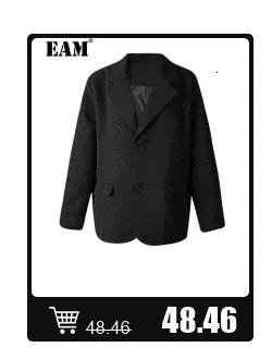 [EAM] Orange Big Size Casual Knitting Cardigan Sweater Lapel Long Sleeve Women New Fashion Tide Spring Autumn 2026 1DJ3315