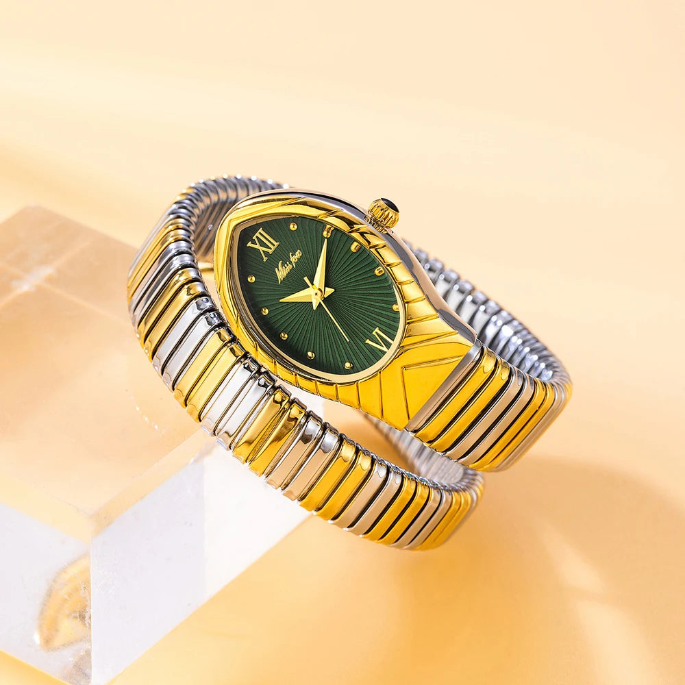 Top Brand MISSFOX Women's Watches New Quartz Snake Shape Simple Ladies Watch Fashion Unique Strap Waterproof Wristwatches