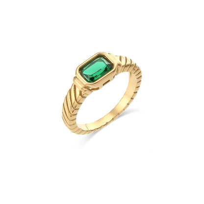 E.B.belle Zircon 18K Plated Stainless Steel Women's Rings Trendy Luxury Shiny Hypoallergenic Rings Sets Jewelry Decoration Gift