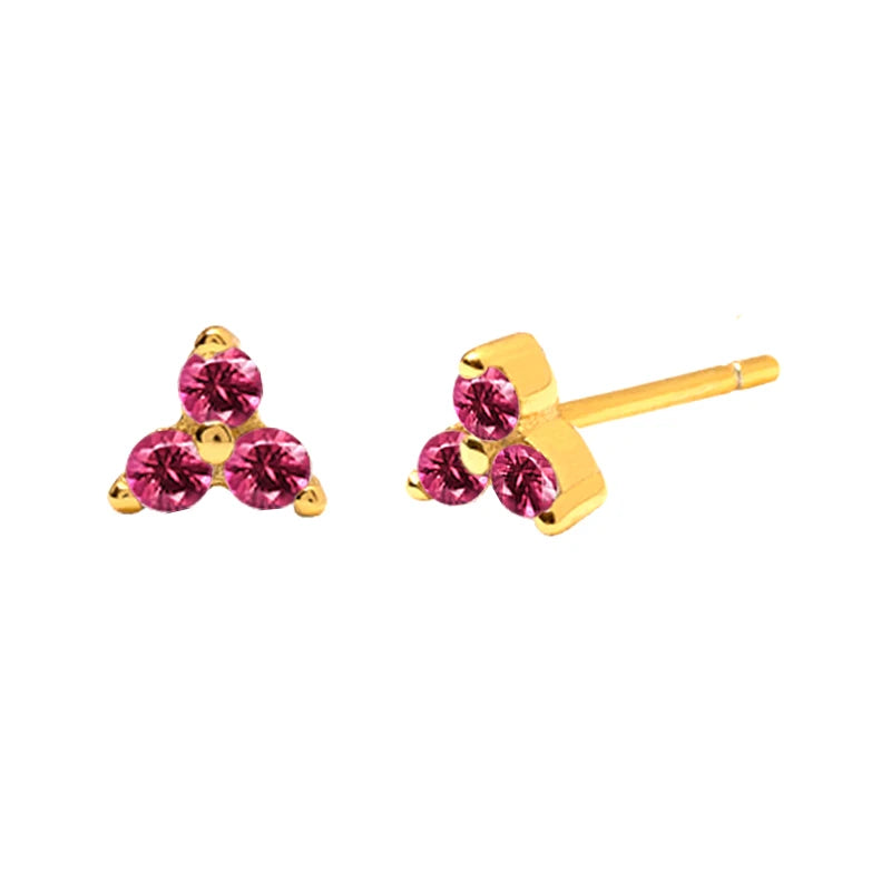 925 Sterling Silver Needle Small Geometry Triangle Crystal Stud Earring for Woman Lovers' Couples Bling Simple Piercing Earrings