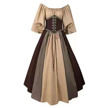 New Medieval Costume for Women Halloween Corset Gothic Renaissance Dress Plus Size Flare Sleeve Ball Gown Cosplay Clothes