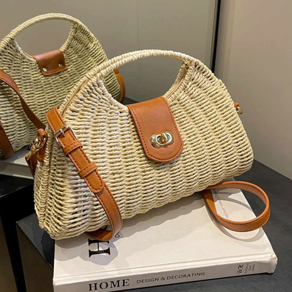 Women Crossbody Bags Handmade Summer Woven Shell Hand-Woven Bag Fashion Holiday Casual Simple Elegant Lady Beach Purse