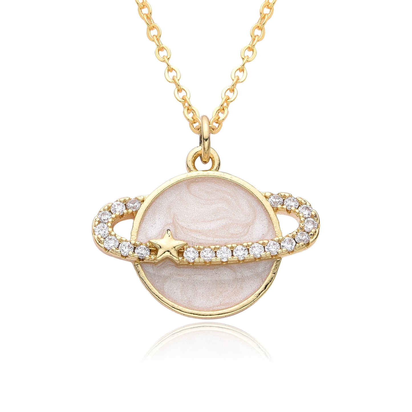 Y2K Gold Color Saturn Charms Micro-inlaid CZ Necklace for Women Planet Choker Chain Pendant DIY Jewelry Christmas Gift Wholesale