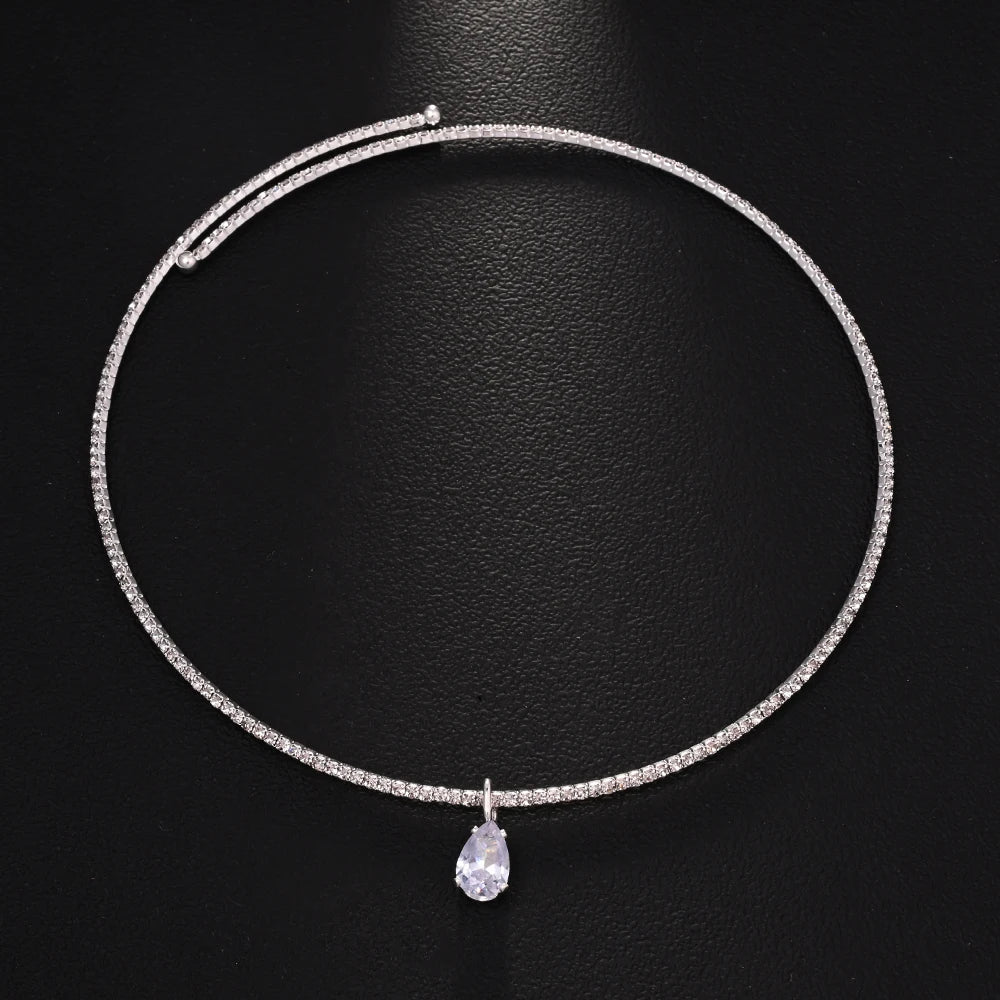 Stonefans Water Drop Pendant Choker Necklace Wedding Luxury Rhinestone Accessories Fashion 2025 Charms Jewelry High Quality Gift