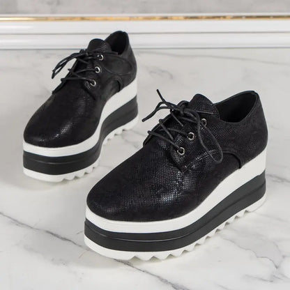 Women's Platform Wedge Heeled Shoes Casual Lace Up Outdoor Shoe Comfortable High Heel Sneakers Low Top Sneaker Thick Sole