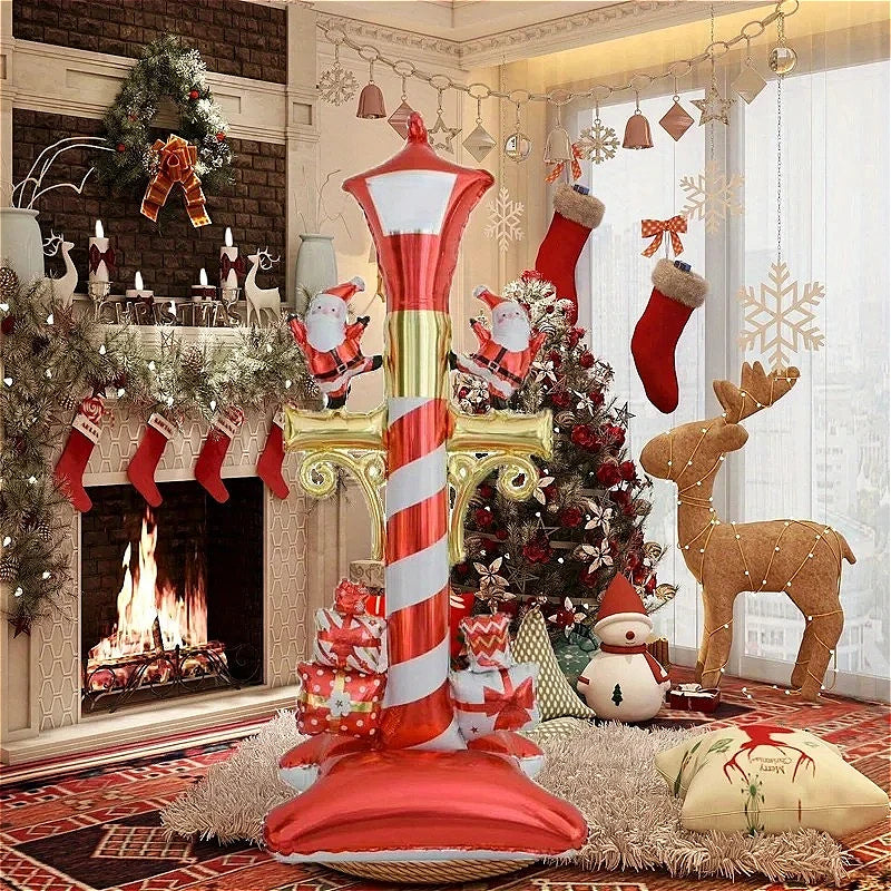 Christmas Foil Balloon New Year Snowman Santa Claus Standing Street Lamp Balloon for Kids Party Gift Home Decorats Supplies