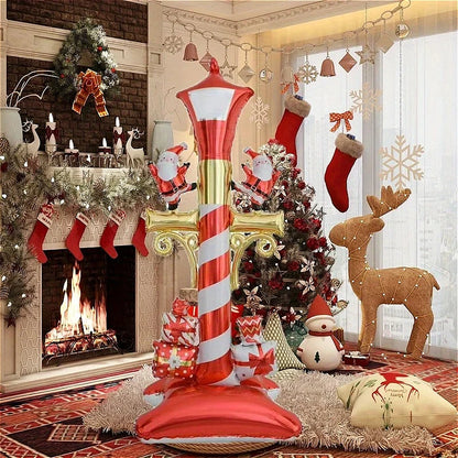 Christmas Foil Balloon New Year Snowman Santa Claus Standing Street Lamp Balloon for Kids Party Gift Home Decorats Supplies