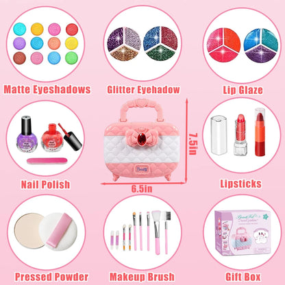 WizKidz Kids Makeup Kit Box Girls Toys Washable Real Makeup Set for Toddlers Age 3-10 Birthday Gift Ideas Fun & Creative Play