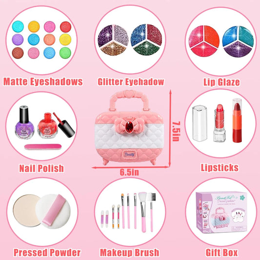 WizKidz Kids Makeup Kit Box Girls Toys Washable Real Makeup Set for Toddlers Age 3-10 Birthday Gift Ideas Fun & Creative Play