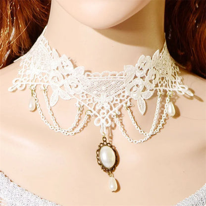 Black Lace Necklace Women Girl Tassel Sexy Lace Choker Versatile Bracelet Halloween Jewelry