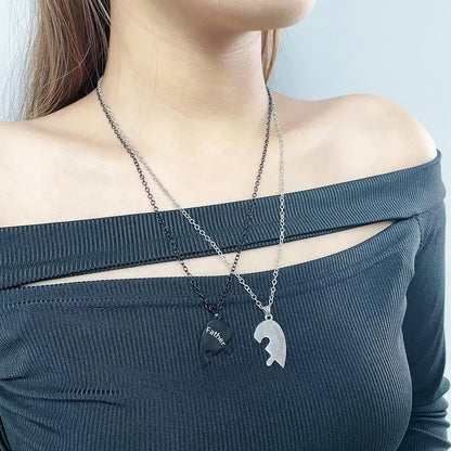 Father Mom Son Daughter Family Necklace Love Heart Puzzle Pendant Necklace Stainless Steel Jewelry for Women Mother's Day Gift