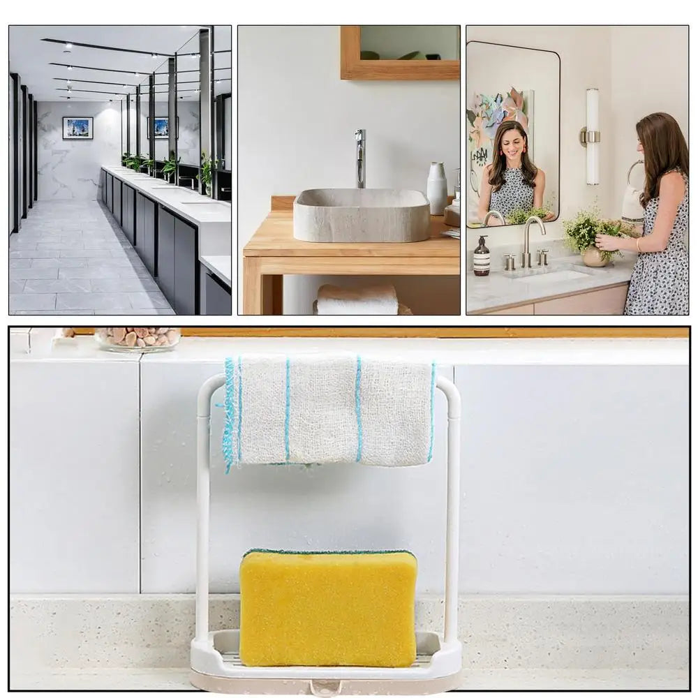 Kitchen Sink Storage Rack Dish Cloth Hanger Towel Organizer Holders Sponge Drain Shelf with Drain Tray household Gadgets