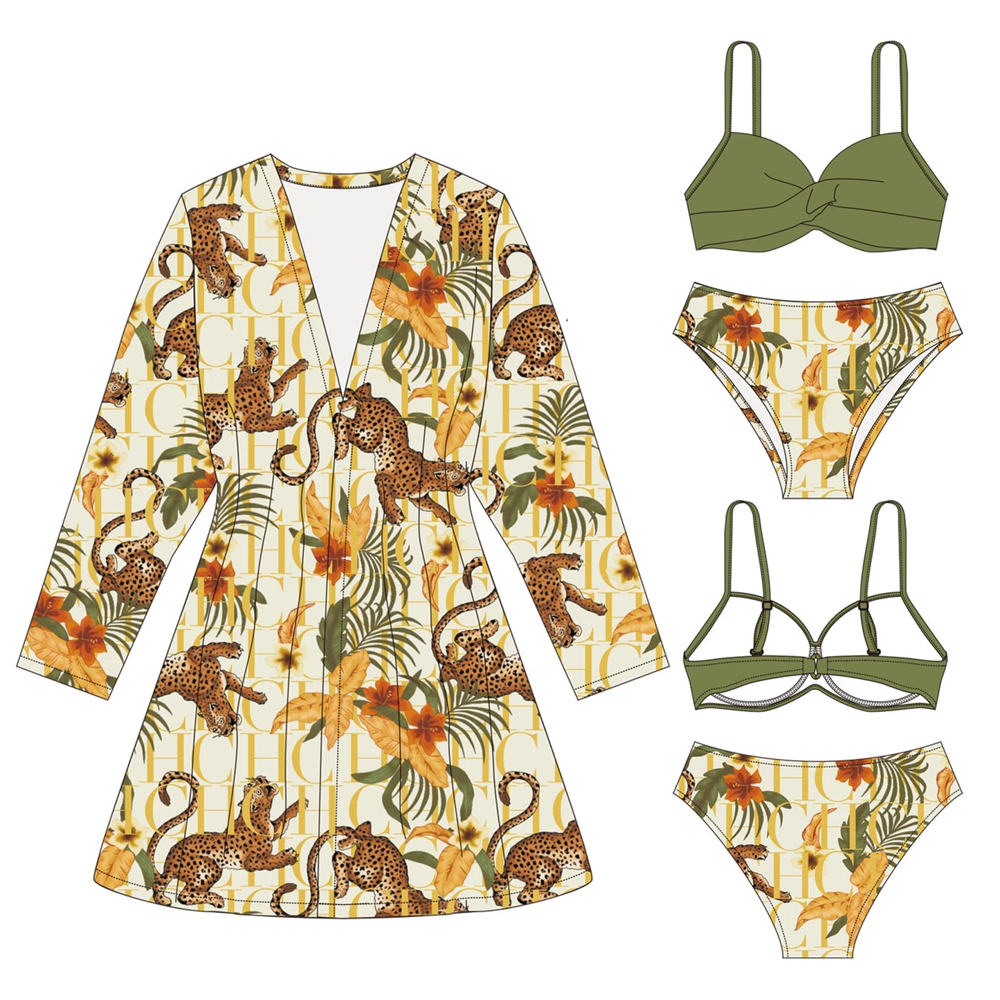 CHCH Fashion Women's New Swimwear Breathable Underwear Comfortable and Fresh Women's Beach Vacation Bikini